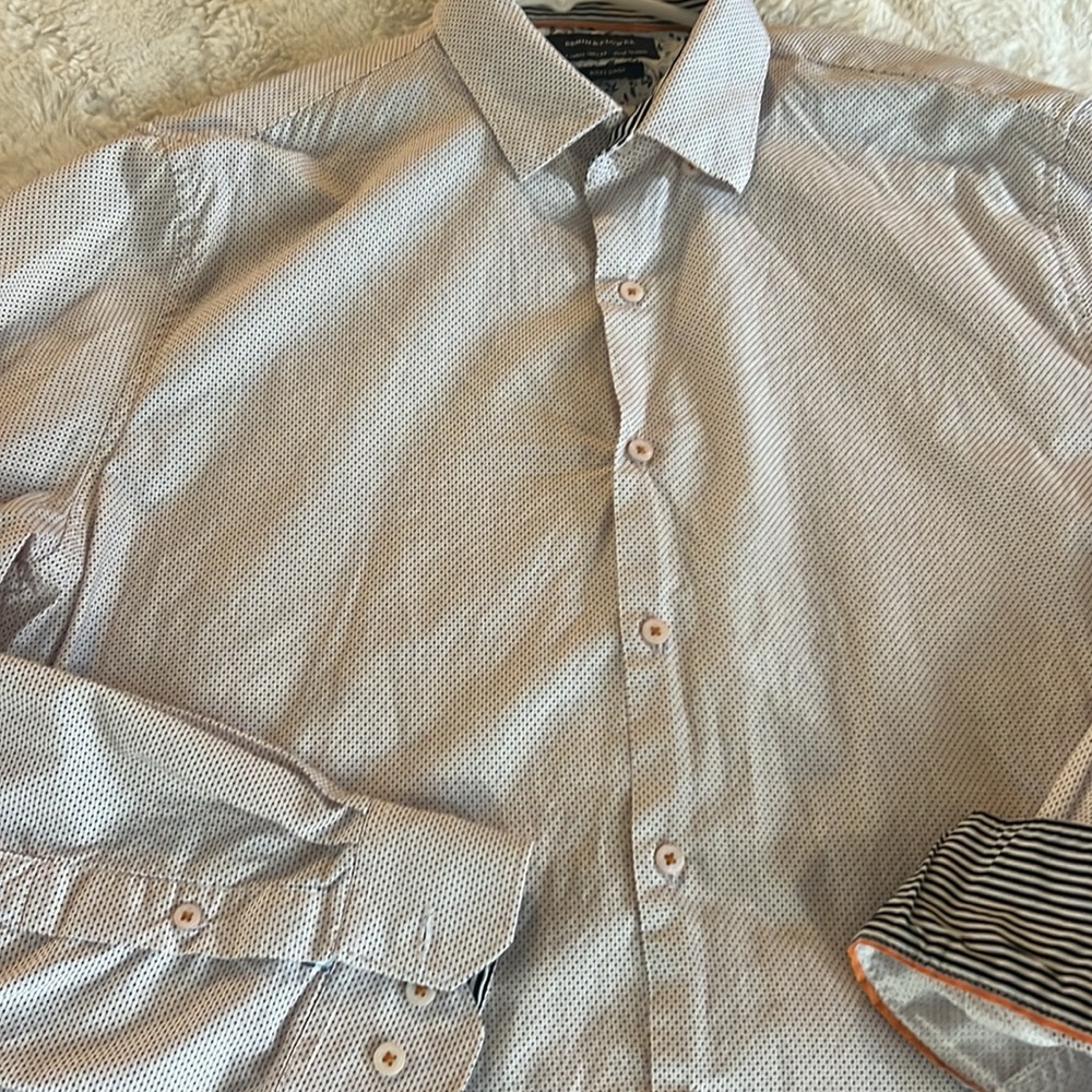 Denim and flower. size large. Button-down.